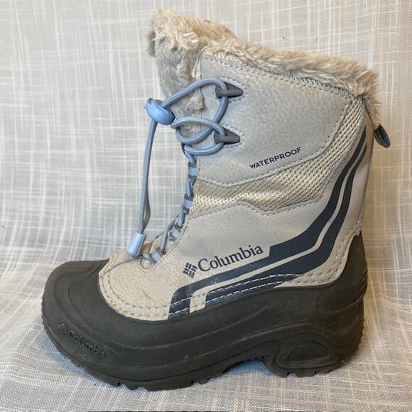 Columbia Kids 2 Bugaboot Plus IV Omni Heat Snow Boots Black Blue Fawn Sky 17900 - Picture 1 of 7